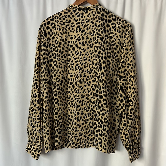 Christian Dior Auth 💯% Silk Leopard Spot Long Sleeve Shirt Top **Size 14** 🐆🐆 - Picture 2 of 5